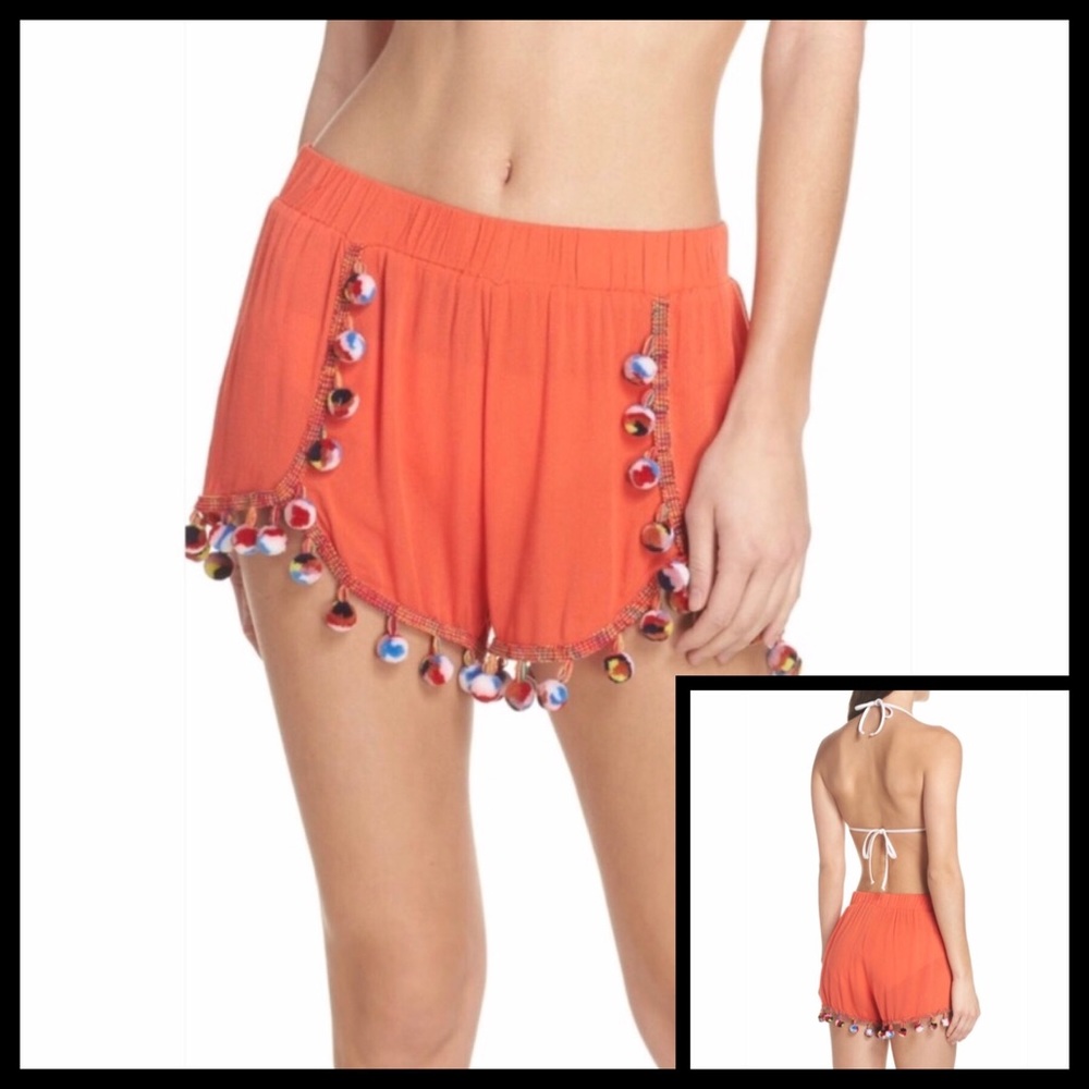 SURF GYPSY FRUIT PUNCH POMPOM COVER UP SHORTS - Picture 1 of 3